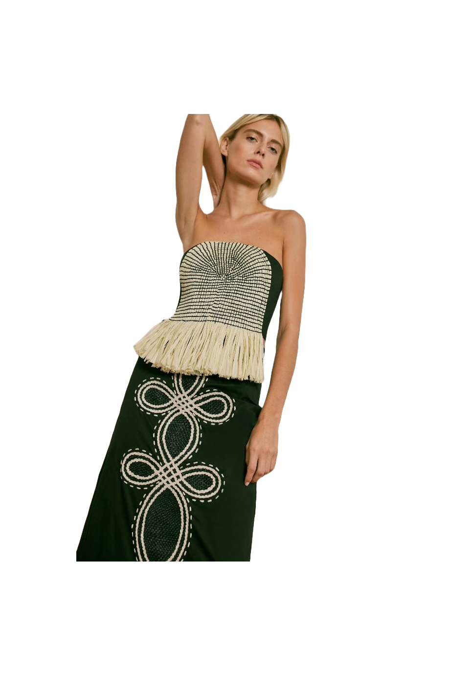 JOHANNA ORTIZ Exploring Textures raffia and linen strapless - Enny